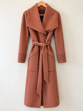 SENTALER Long Wide Collar Baby Alpaca Wrap Coat | XS